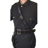 MARINES black Leather belt with shoulder belt PORTUPEYA + holster