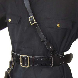 MARINES Cintura in pelle nera con tracolla PORTUPEYA + fondina