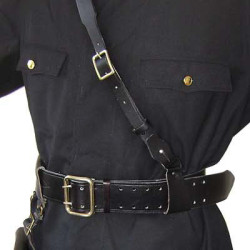 MARINES black Leather belt with shoulder belt PORTUPEYA + holster