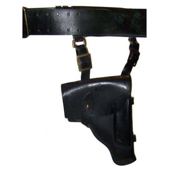 Ceinture + étui cuir noir OFFICIER MARINES