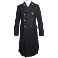 Abrigo largo negro de lana soviética de la flota naval