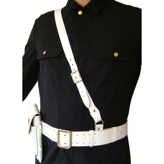 Oficial soviético PORTUPEYA blanco con cinturón de hombro + funda