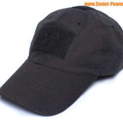 Gorra de béisbol negra táctica Ripstop con velcro