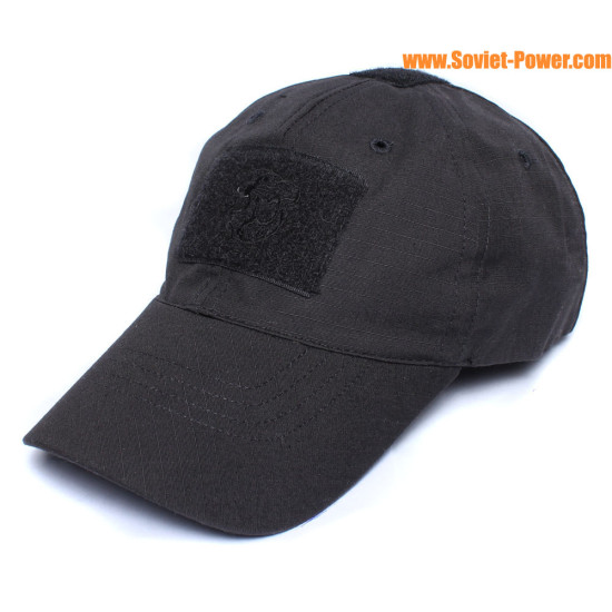 Casquette de baseball velcro tactique noire Ripstop