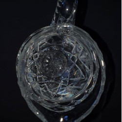 アンティークチェコクリスタル花瓶メガネ花水