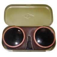 Soviet Air Force pilot leather goggles with metal case USSR military protection glasses
