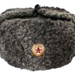 Soviet Army Generals Astrakhan fur ushanka Leather hat