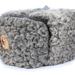 Soviet Army gray Astrakhan fur ushanka USSR Red army hat FSO