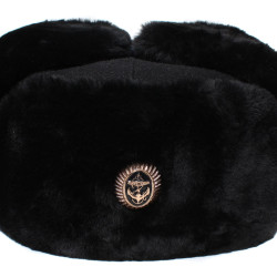 Soviet marines black warm Ushanka winter fur hat