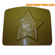 Fibbia in metallo verde militare sovietico con stella per cintura