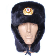 Soviet Police Officers sheep fur USHANKA winter hat