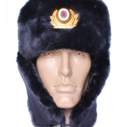 Soviet Police Officers sheep fur USHANKA winter hat