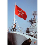 ソビエト連邦海軍の大きな正面旗 Guis とソ連の赤い星