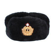 Soviético cálido NEGRO USHANKA Sombrero de invierno azul marino