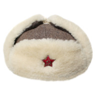 Soviet Woolen ushanka military Red Army winter hat with white fur