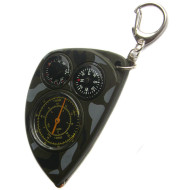 Tactical curvimeter + compass + thermometer camo keychain