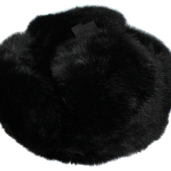 Ushanka Soviet style black rabbit fur winter hat with ear flaps