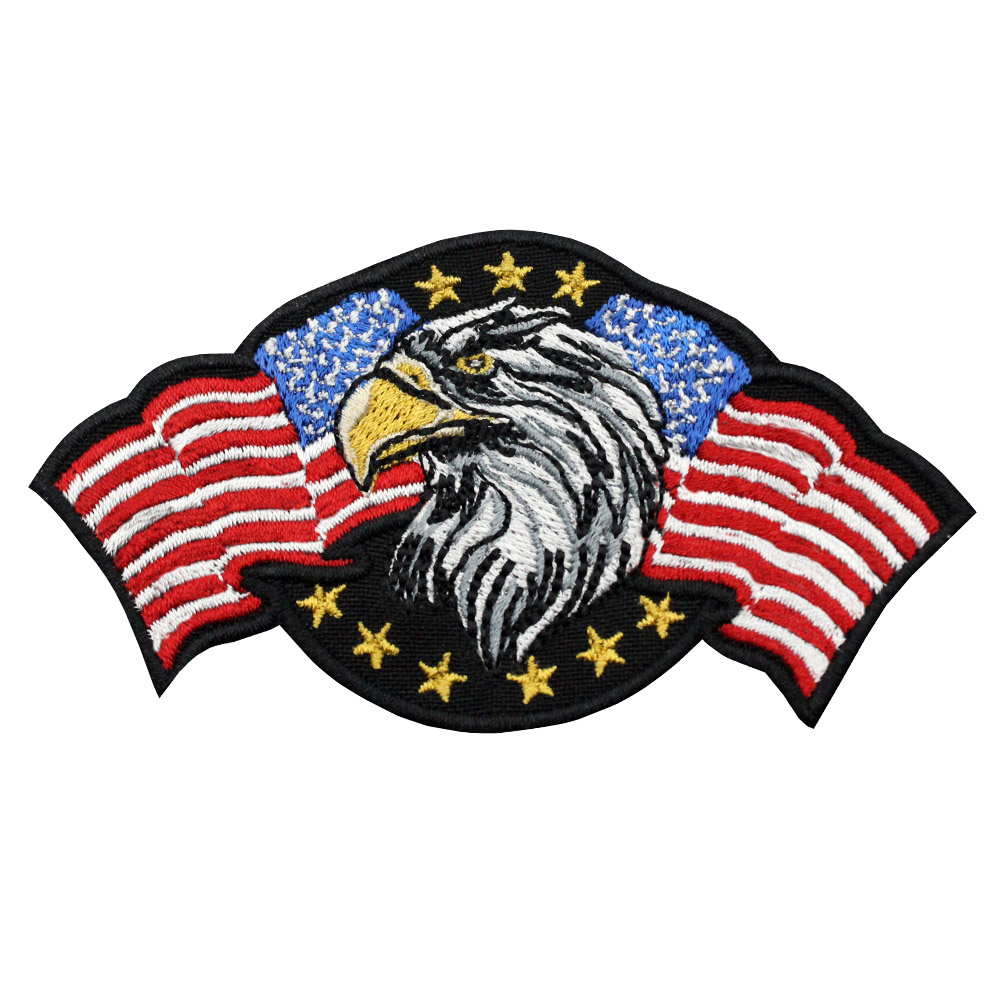 21,5 cm x 18 cm Toppa ricamata a forma di aquila con bandiera americana con aquila e bandiera americana 